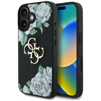 Guess - Hardcase 4G Grained Roses Big Logo (GUHCP16SPGROP4MK) - iPhone 16 - Черен