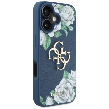 Guess - Hardcase 4G Grained Roses Big Logo (GUHCP16SPGROP4MB) - iPhone 16 - Син