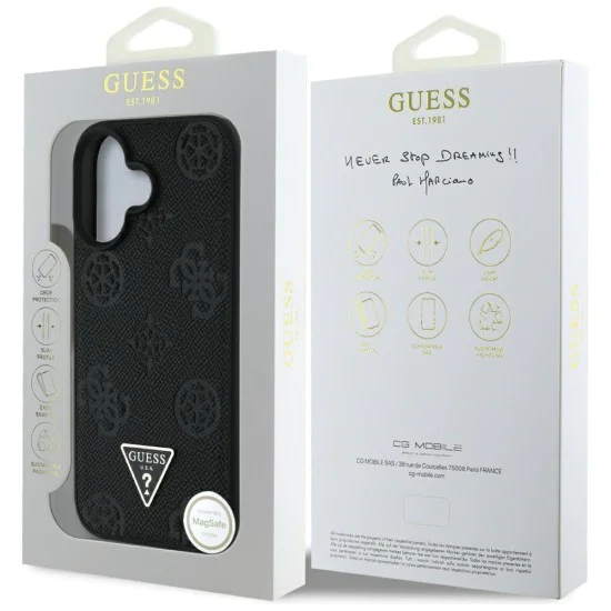 Guess - Peony Grained Hot Stamp Triangle MagSafe (GUHMP16SPGBTMK) - iPhone 16 - Черен