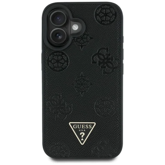 Guess - Peony Grained Hot Stamp Triangle MagSafe (GUHMP16SPGBTMK) - iPhone 16 - Черен