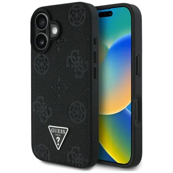 Guess - Peony Grained Hot Stamp Triangle MagSafe (GUHMP16SPGBTMK) - iPhone 16 - Черен