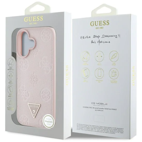 Guess - Peony Grained Hot Stamp Triangle MagSafe (GUHMP16SPGBTMP) - iPhone 16 - Розов
