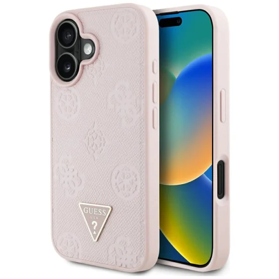 Guess - Peony Grained Hot Stamp Triangle MagSafe (GUHMP16SPGBTMP) - iPhone 16 - Розов