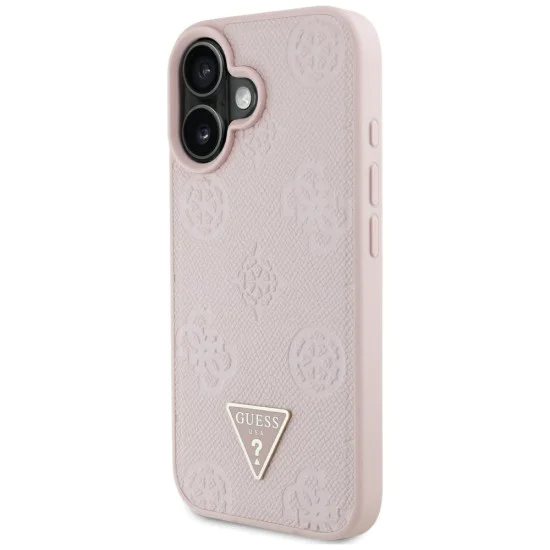 Guess - Peony Grained Hot Stamp Triangle MagSafe (GUHMP16SPGBTMP) - iPhone 16 - Розов