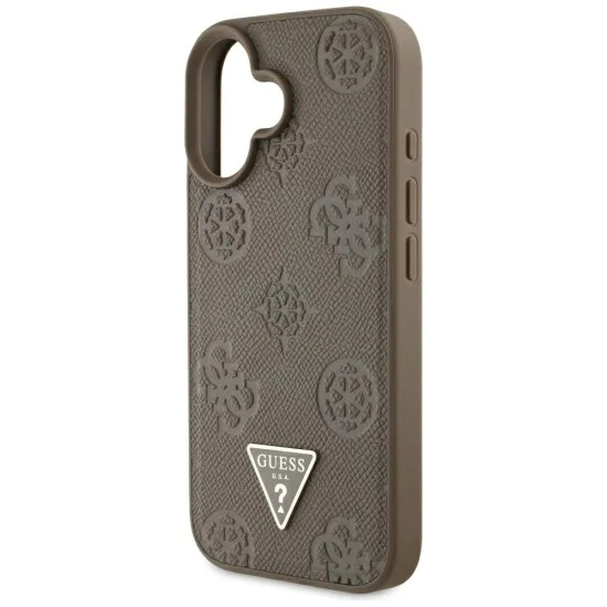 Guess - Peony Grained Hot Stamp Triangle MagSafe (GUHMP16SPGBTMW) - iPhone 16 - Кафяв