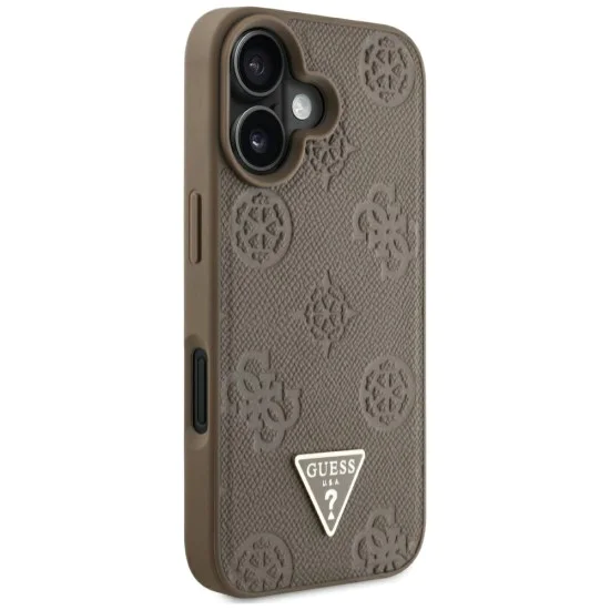 Guess - Peony Grained Hot Stamp Triangle MagSafe (GUHMP16SPGBTMW) - iPhone 16 - Кафяв