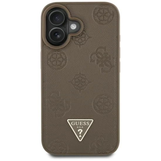 Guess - Peony Grained Hot Stamp Triangle MagSafe (GUHMP16SPGBTMW) - iPhone 16 - Кафяв