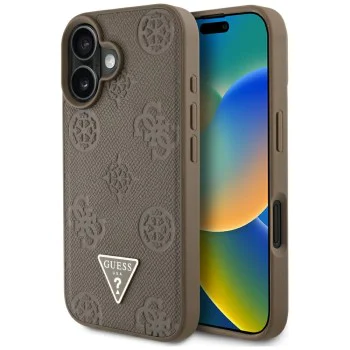 Guess - Peony Grained Hot Stamp Triangle MagSafe (GUHMP16SPGBTMW) - iPhone 16 - Кафяв