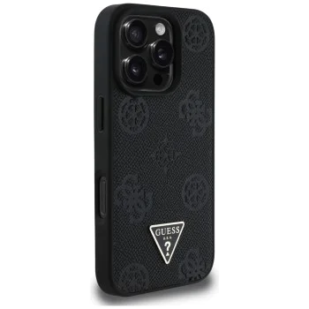 Guess - Peony Grained Hot Stamp Triangle MagSafe (GUHMP16LPGBTMK) - iPhone 16 Pro - черен