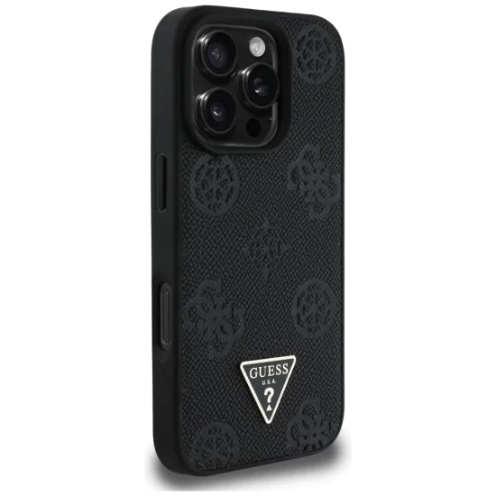 Guess - Peony Grained Hot Stamp Triangle MagSafe (GUHMP16LPGBTMK) - iPhone 16 Pro - черен