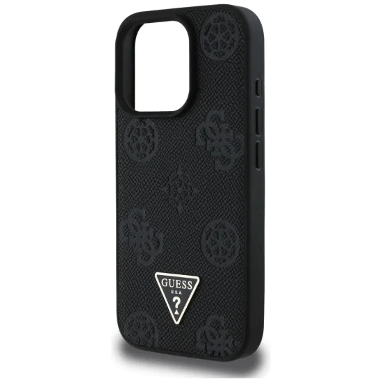 Guess - Peony Grained Hot Stamp Triangle MagSafe (GUHMP16LPGBTMK) - iPhone 16 Pro - черен