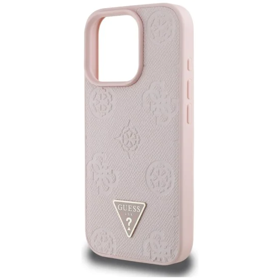 Guess - Peony Grained Hot Stamp Triangle MagSafe (GUHMP16LPGBTMP) - iPhone 16 Pro - Розов