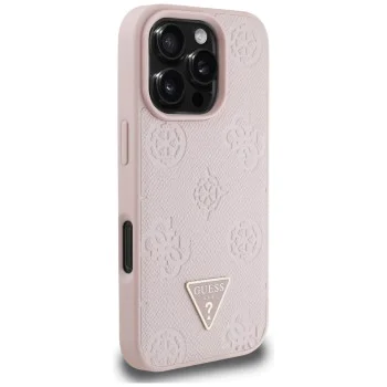 Guess - Peony Grained Hot Stamp Triangle MagSafe (GUHMP16LPGBTMP) - iPhone 16 Pro - Розов