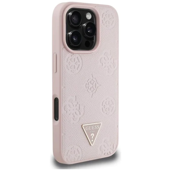 Guess - Peony Grained Hot Stamp Triangle MagSafe (GUHMP16LPGBTMP) - iPhone 16 Pro - Розов