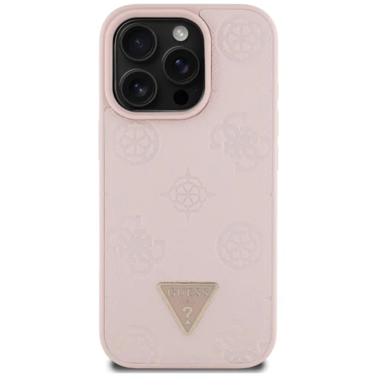 Guess - Peony Grained Hot Stamp Triangle MagSafe (GUHMP16LPGBTMP) - iPhone 16 Pro - Розов