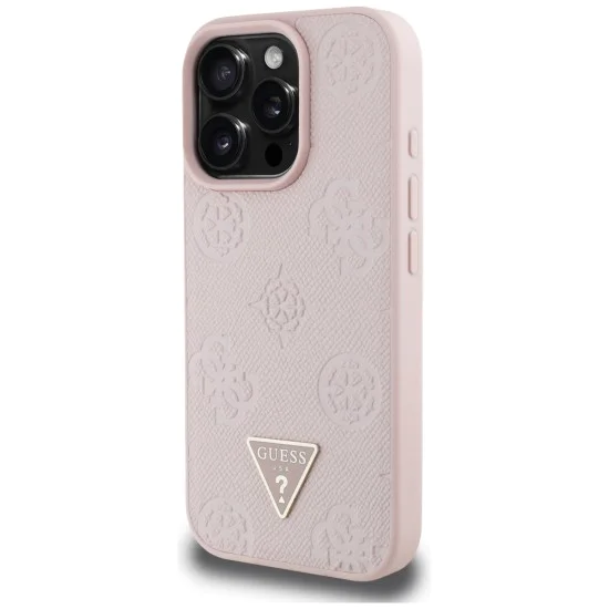 Guess - Peony Grained Hot Stamp Triangle MagSafe (GUHMP16LPGBTMP) - iPhone 16 Pro - Розов