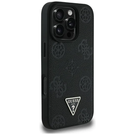 Guess - Peony Grained Hot Stamp Triangle MagSafe (GUHMP16XPGBTMK) - iPhone 16 Pro Max - черен
