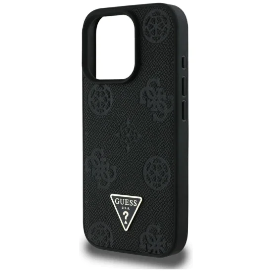 Guess - Peony Grained Hot Stamp Triangle MagSafe (GUHMP16XPGBTMK) - iPhone 16 Pro Max - черен