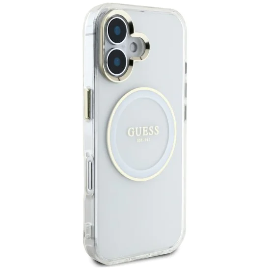 Guess - IML Metal Coloured Circle MagSafe (GUHMP16SHTDRCEDH) - iPhone 16 - Бял