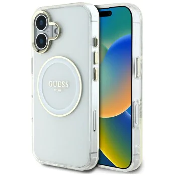 Guess - IML Metal Coloured Circle MagSafe (GUHMP16SHTDRCEDH) - iPhone 16 - Бял