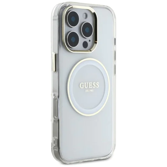 Guess - IML Metal Coloured Circle MagSafe (GUHMP16LHTDRCEDH) - iPhone 16 Pro - Бял