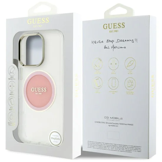 Guess - IML Metal Coloured Circle MagSafe (GUHMP16LHTDRCEDP) - iPhone 16 Pro - розов