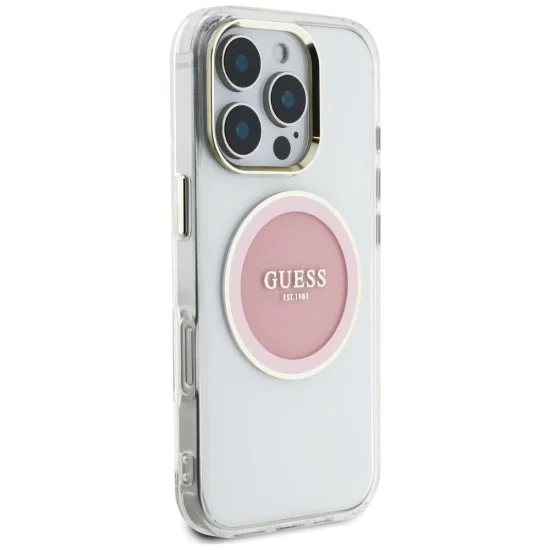 Guess - IML Metal Coloured Circle MagSafe (GUHMP16LHTDRCEDP) - iPhone 16 Pro - розов