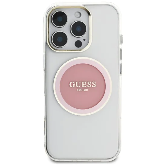 Guess - IML Metal Coloured Circle MagSafe (GUHMP16LHTDRCEDP) - iPhone 16 Pro - розов