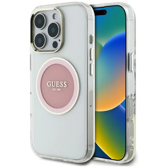 Guess - IML Metal Coloured Circle MagSafe (GUHMP16LHTDRCEDP) - iPhone 16 Pro - розов