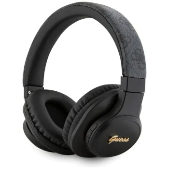 Guess - Безжични слушалки 4G Tone on Tone Script Logo (GUBH604FEMK) - Bluetooth 5.3, USB-C, Over-ear, 300mAh - черни