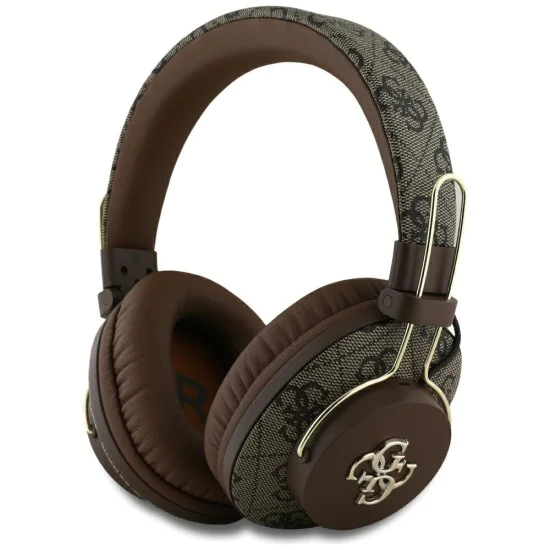 Guess - Безжични слушалки 4G Metal Logo (GUBHS72P4FC4MW) - Bluetooth 5.3, ENC, USB-C, Еко-кожа, На ушите, 300mAh - Кафяви