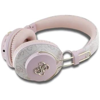 Guess - Безжични слушалки 4G Metal Logo (GUBHS72P4FC4MP) - Bluetooth 5.3, ENC, USB-C, Еко-кожа, На ушите, 300mAh - Розови