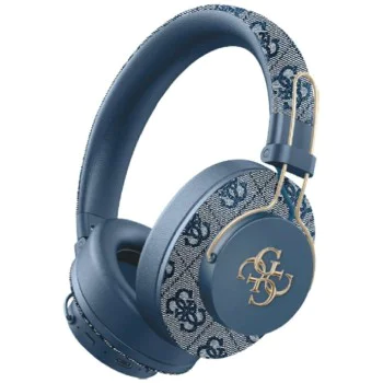 Guess - Безжични слушалки 4G Metal Logo (GUBHS72P4FC4MB) - Bluetooth 5.3, ENC, USB-C, Еко-кожа, На ухото, 300mAh - Син