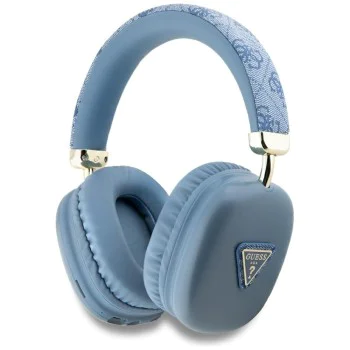 Guess - Безжични слушалки 4G Gold Triangle Logo (GUBHK1P4TPB) - Bluetooth 5.3, USB-C, AUX, On-ear, 400mAh, IPX4 - Син