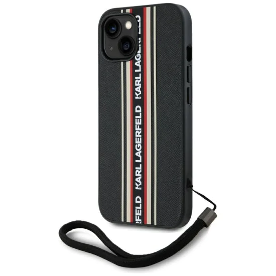 Karl Lagerfeld - Saffiano Athleisure Stripes Cord (KLHCP15SPAMSCNSR) - iPhone 15 - Червен