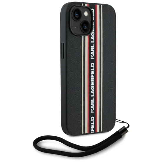 Karl Lagerfeld - Saffiano Athleisure Stripes Cord (KLHCP15SPAMSCNSR) - iPhone 15 - Червен