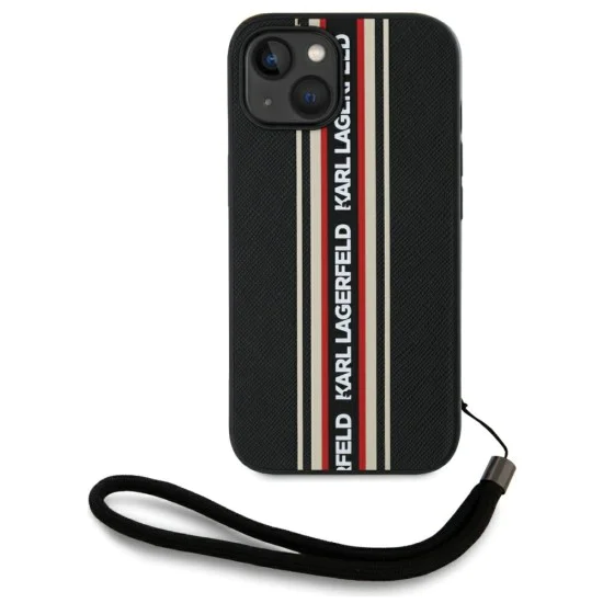Karl Lagerfeld - Saffiano Athleisure Stripes Cord (KLHCP15SPAMSCNSR) - iPhone 15 - Червен