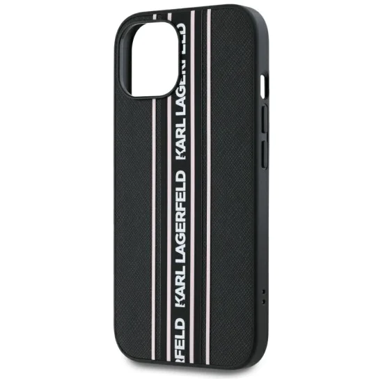 Karl Lagerfeld - Saffiano Athleisure Stripes Cord (KLHCP15SPAMSCNSP) - iPhone 15 - Pink