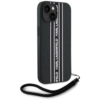 Karl Lagerfeld - Saffiano Athleisure Stripes Cord (KLHCP15SPAMSCNSP) - iPhone 15 - Pink