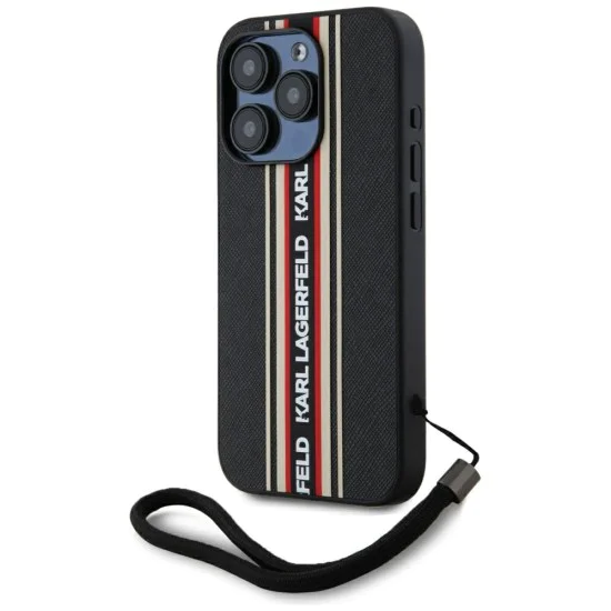 Karl Lagerfeld - Saffiano Athleisure Stripes Cord (KLHCP15LPAMSCNSR) - iPhone 15 Pro - Червен