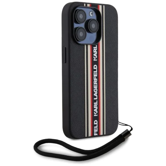 Karl Lagerfeld - Saffiano Athleisure Stripes Cord (KLHCP15XPAMSCNSR) - iPhone 15 Pro Max - Червен