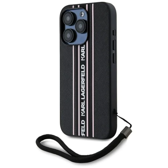 Karl Lagerfeld - Saffiano Athleisure Stripes Cord (KLHCP15XPAMSCNSP) - iPhone 15 Pro Max - розов