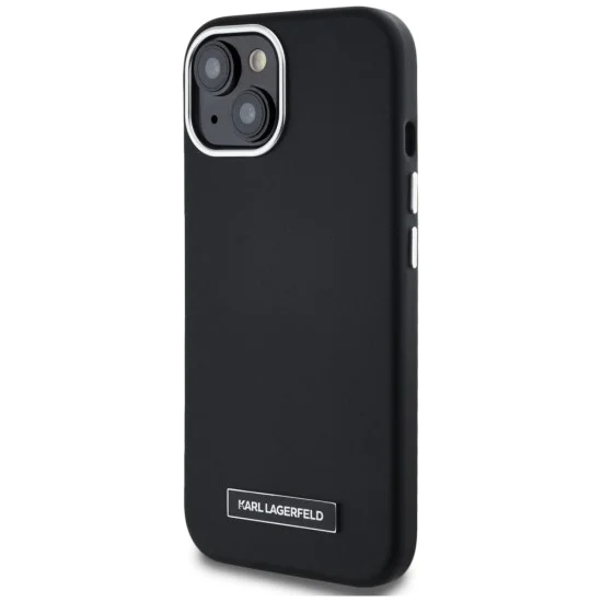 Калъф за iPhone 15 – Карл Лагерфелд – Leather MagSafe (KLHMP15SPGMSRPK) – FW Metal Plate