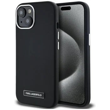 Калъф за iPhone 15 – Карл Лагерфелд – Leather MagSafe (KLHMP15SPGMSRPK) – FW Metal Plate
