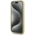 Калъф за iPhone 15 Pro – Карл Лагерфелд – Твърд кожен калъф (KLHCP15LPFMFBKMD) – Златен метален подпис
