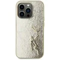 Калъф за iPhone 15 Pro – Карл Лагерфелд – Твърд кожен калъф (KLHCP15LPFMFBKMD) – Златен метален подпис