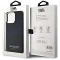 Калъф за iPhone 15 Pro - Карл Лагерфелд - Твърд кожен калъф (KLHCP15LPGWCMKHK) - Hotel RSG