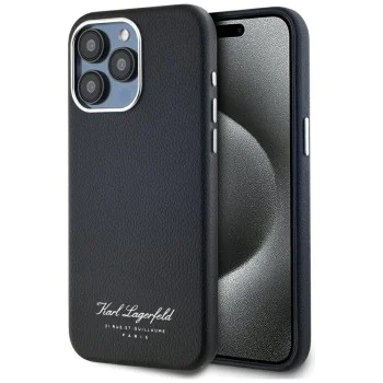 Калъф за iPhone 15 Pro - Карл Лагерфелд - Твърд кожен калъф (KLHCP15LPGWCMKHK) - Hotel RSG