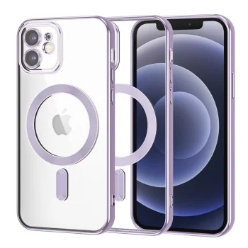 Калъф за iPhone 12 - Luxury Crystal MagSafe - Светло лилав