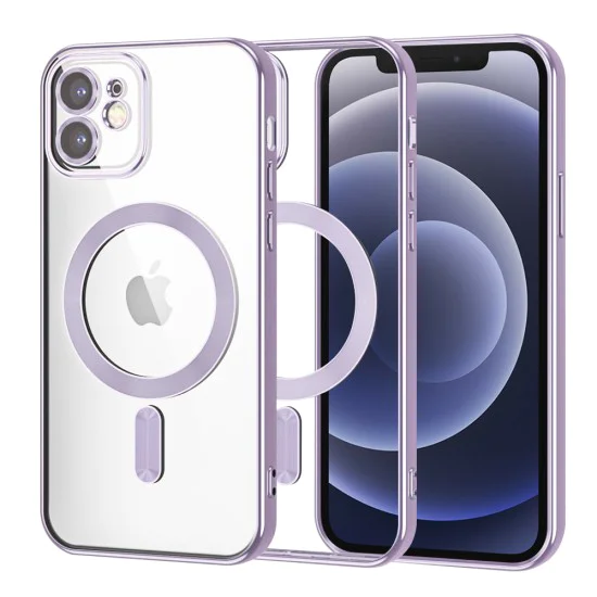 Калъф за iPhone 12 - Luxury Crystal MagSafe - Светло лилав